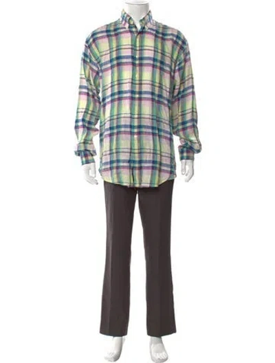 Pre-owned Polo Ralph Lauren Linen Plaid Print Shirt In Multi