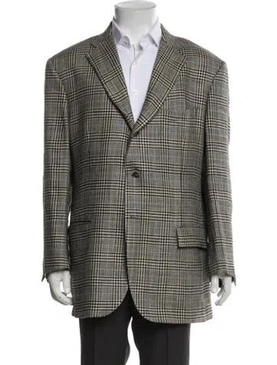 Pre-owned Polo Ralph Lauren Linen Plaid Print Sport Coat In Neutral