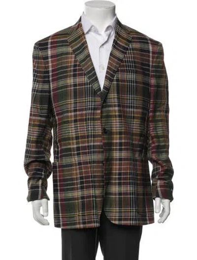 Pre-owned Polo Ralph Lauren Linen Plaid Print Sport Coat W/ Tags In Green