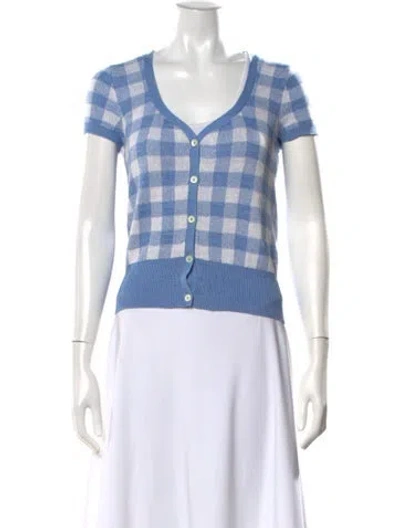 Pre-owned Polo Ralph Lauren Linen Plaid Print Sweater In Blue