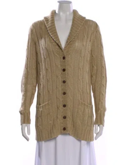 Pre-owned Polo Ralph Lauren Linen Plunge Neckline Sweater In Neutral