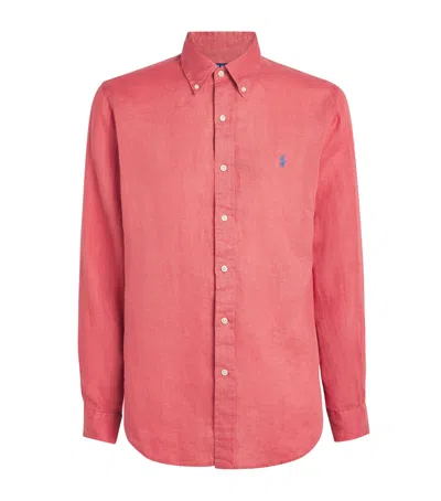 Polo Ralph Lauren Linen Polo Pony Shirt In Red