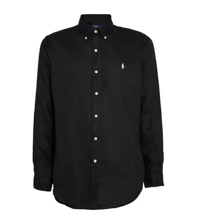 Polo Ralph Lauren Linen Polo Pony Shirt In Black