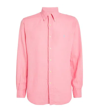 Polo Ralph Lauren Polo Pony-embroidered Linen Shirt In Pink