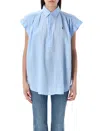 Shop Polo Ralph Lauren Linen Popover Shirt In Baby Blue