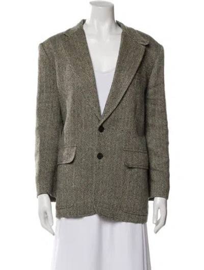 Pre-owned Polo Ralph Lauren Linen Printed Blazer In Black