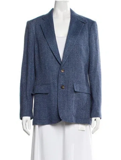 Pre-owned Polo Ralph Lauren Linen Printed Blazer In Blue