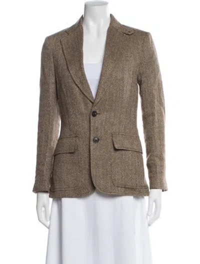 Pre-owned Polo Ralph Lauren Linen Printed Blazer In Gray