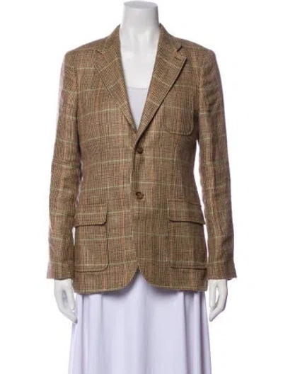 Pre-owned Polo Ralph Lauren Linen Printed Blazer In Neutral