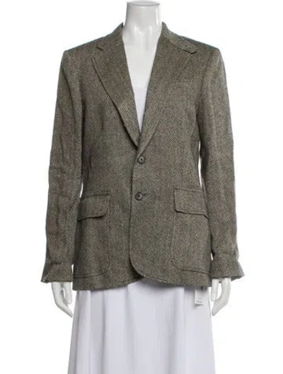 Pre-owned Polo Ralph Lauren Linen Printed Blazer W/ Tags In Black