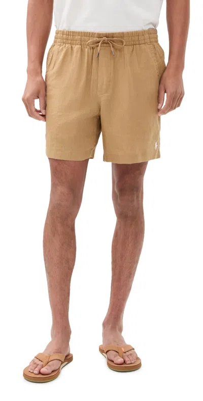 Polo Ralph Lauren Linen Pull On Prepster Shorts Cafe Tan In Brown