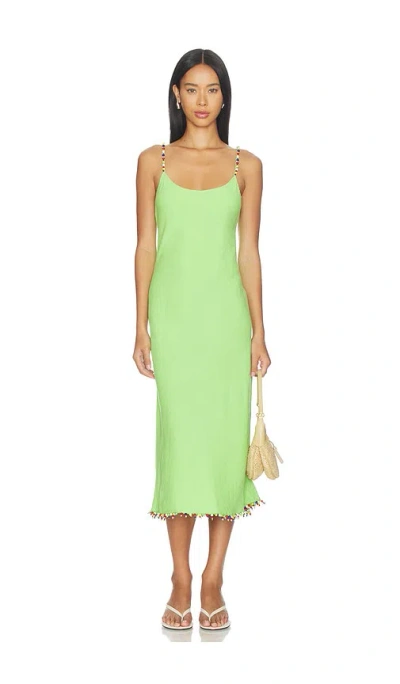 Polo Ralph Lauren Linen Scoop Neck Slip Dress In Green