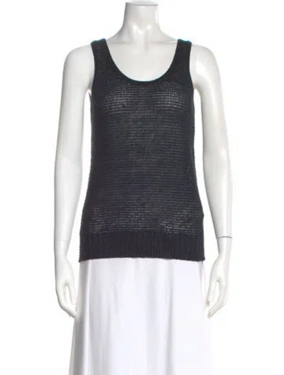 Pre-owned Polo Ralph Lauren Linen Scoop Neck Sweater In Black