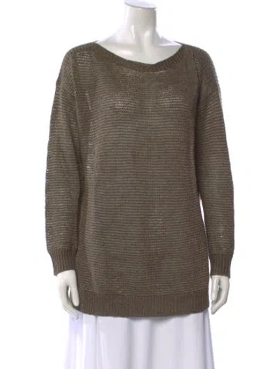 Pre-owned Polo Ralph Lauren Linen Scoop Neck Sweater In Brown