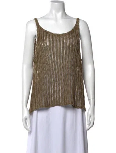 Pre-owned Polo Ralph Lauren Linen Scoop Neck Sweater In Brown