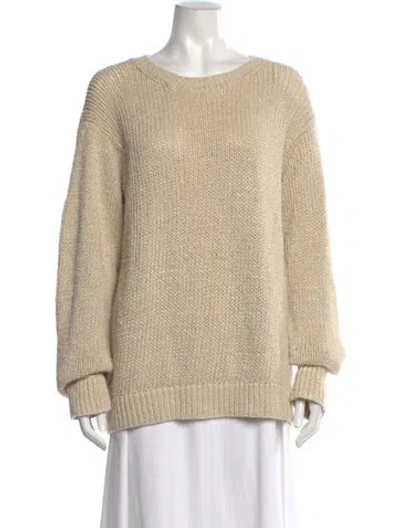Pre-owned Polo Ralph Lauren Linen Scoop Neck Sweater In Neutral