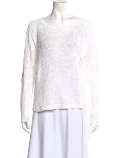Pre-owned Polo Ralph Lauren Linen Scoop Neck Sweater In White