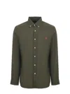 Polo Ralph Lauren Olive Green Cotton Shirt With Signature Polo Pony Motif