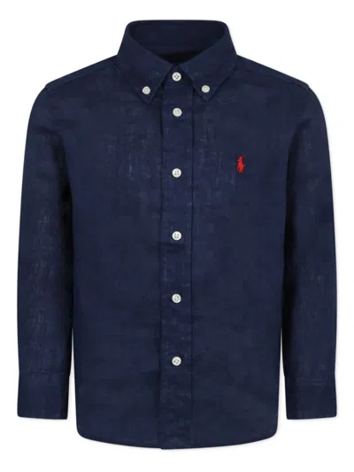 Polo Ralph Lauren Kids' Linen Shirt In Blue
