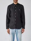 Polo Ralph Lauren Featherweight Stretch Cotton Mesh Button-up Shirt In Blk