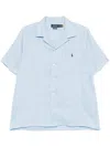 Polo Ralph Lauren Classic Fit Solid Blue Short Sleeve Linen Button-down Shirt In Office Blue