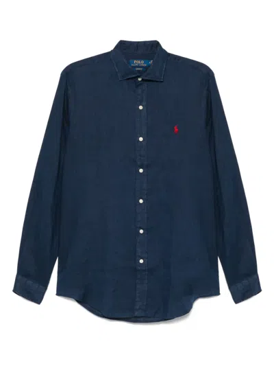 Polo Ralph Lauren Linen Shirt In Blue