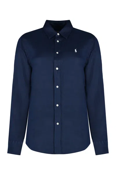 Polo Ralph Lauren Linen Shirt In Blue