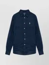 Polo Ralph Lauren Blue Linen Shirt With Embroidered Pony Logo