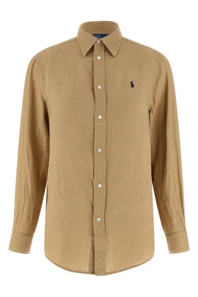 Polo Ralph Lauren Linen Shirt In Brown