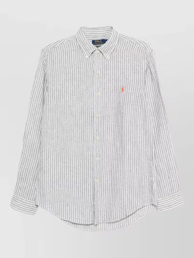 Polo Ralph Lauren Linen Shirt Button Down Collar Custom Fit In White