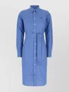 Polo Ralph Lauren Linen Shirt Dress Belted Waist In Blue