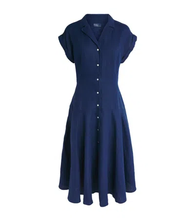 Polo Ralph Lauren Linen Shirt Dress In Blue