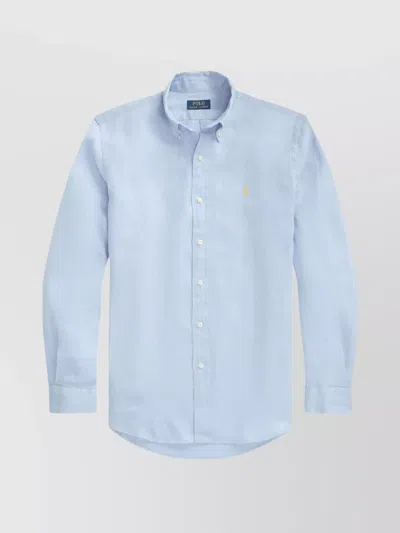 Polo Ralph Lauren Linen Shirt Featuring Pony Motif In Blue