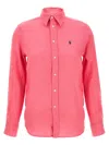 Polo Ralph Lauren Cotton Linen Boyfriend Shirt Coral In Red