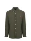 Polo Ralph Lauren Olive Green Cotton Shirt With Signature Polo Pony Motif In Green
