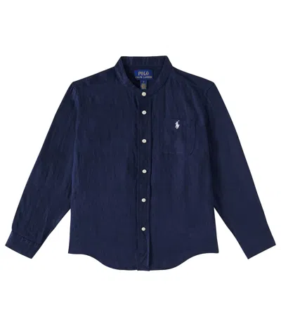 Polo Ralph Lauren Kids' Linen Shirt In Newport Navy