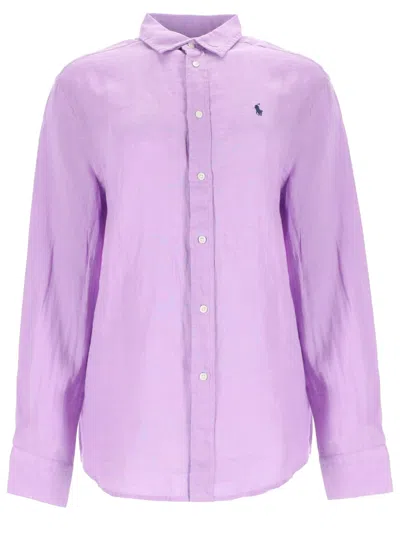 Polo Ralph Lauren Classic Fit Linen Shirt In Purple