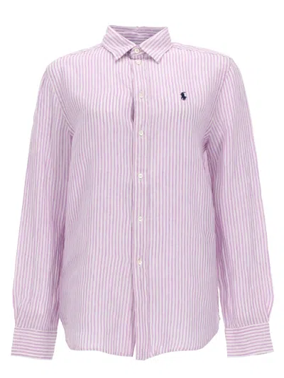 Polo Ralph Lauren Linen Shirt In Purple