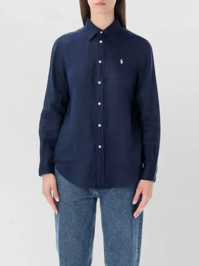 Polo Ralph Lauren Linen Shirt Regular Fit Long Sleeves In Blue