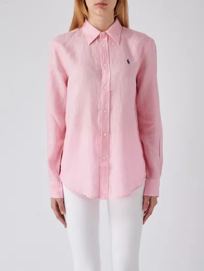 Polo Ralph Lauren Linen Shirt In Rosa