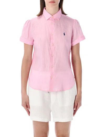 Polo Ralph Lauren Linen Shirt Short Sleeve In Pink