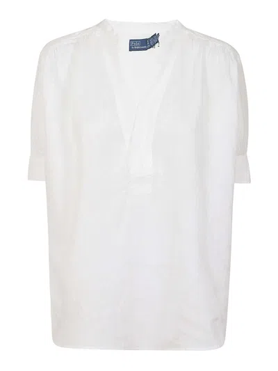 Polo Ralph Lauren V-neck Linen Shirt In White