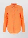 POLO RALPH LAUREN LINEN SHIRT WITH CUFFED SLEEVES AND CURVED HEM