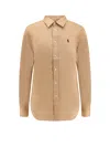 Polo Ralph Lauren Linen Shirt With Logo Embroidery In Brown