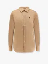 Polo Ralph Lauren Linen Shirt With Logo Embroidery In Beige