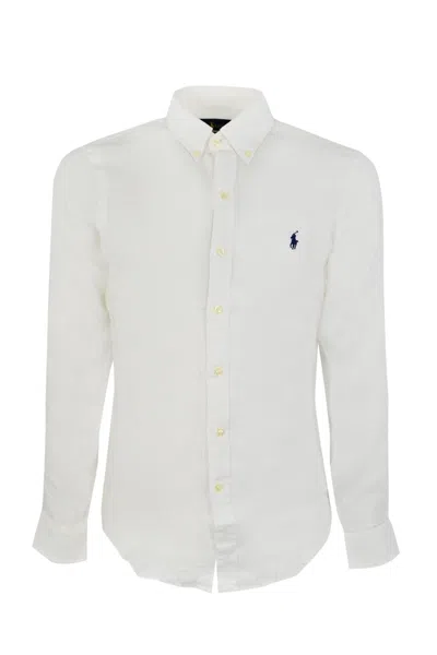 Polo Ralph Lauren Linen Shirt With Pony Logo In White
