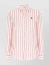 Polo Ralph Lauren Linen Shirt With Striped Pattern And Collared Neck In Pink