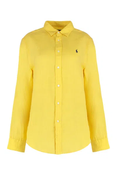 Polo Ralph Lauren Linen Shirt In Yellow