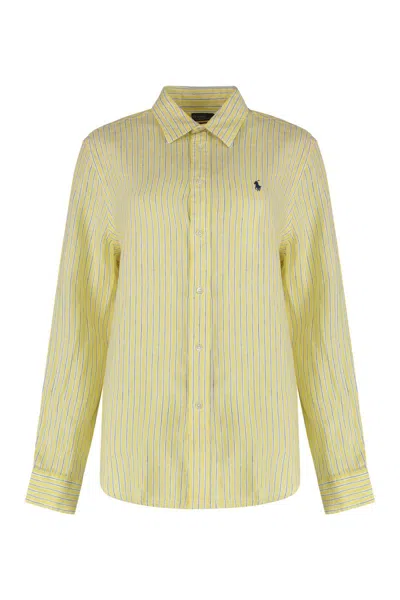 Polo Ralph Lauren Linen Shirt In Yellow