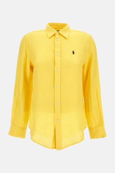 Polo Ralph Lauren Linen Shirt In Yellow